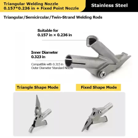 Triangular Welding Nozzle 0.157*0.236 in + Fixed Point Nozzle (2-in-1) for Vinyl Heat Gun