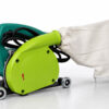 Green electric vinyl floor groover with guide wheels and dust bag.