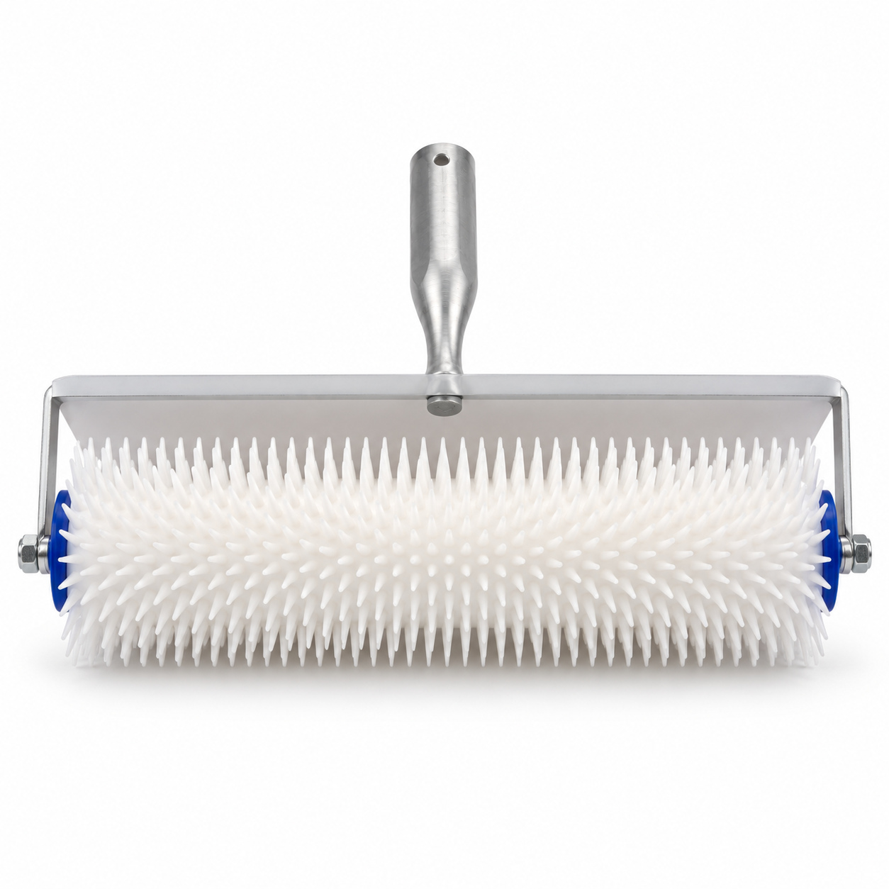 10-inch dual-frame spiked roller, 20 mm model, underside working-face view.