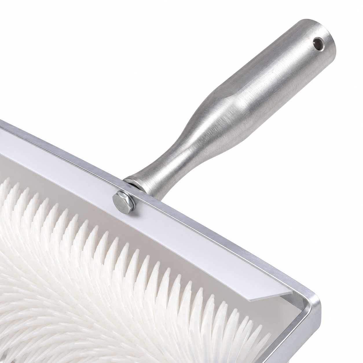 10-inch dual-frame spiked roller, 20 mm model, handle socket detail.