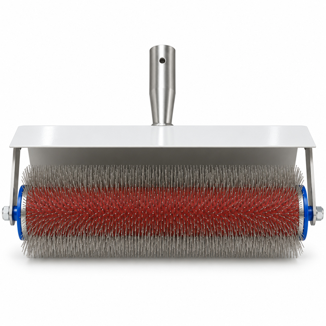 10-inch stainless steel spiked roller, 17 mm model, roller front view.