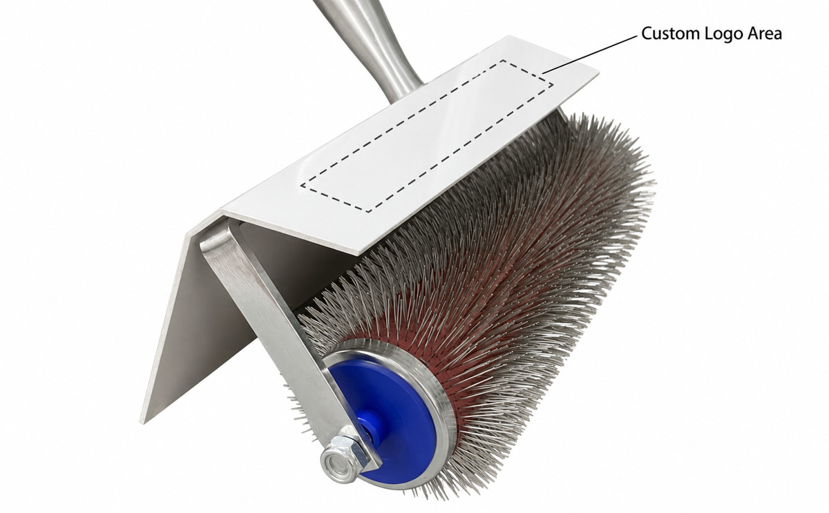 254mm / 17mm Spikes Stainless Steel Spiked Roller — custom logo placement area.