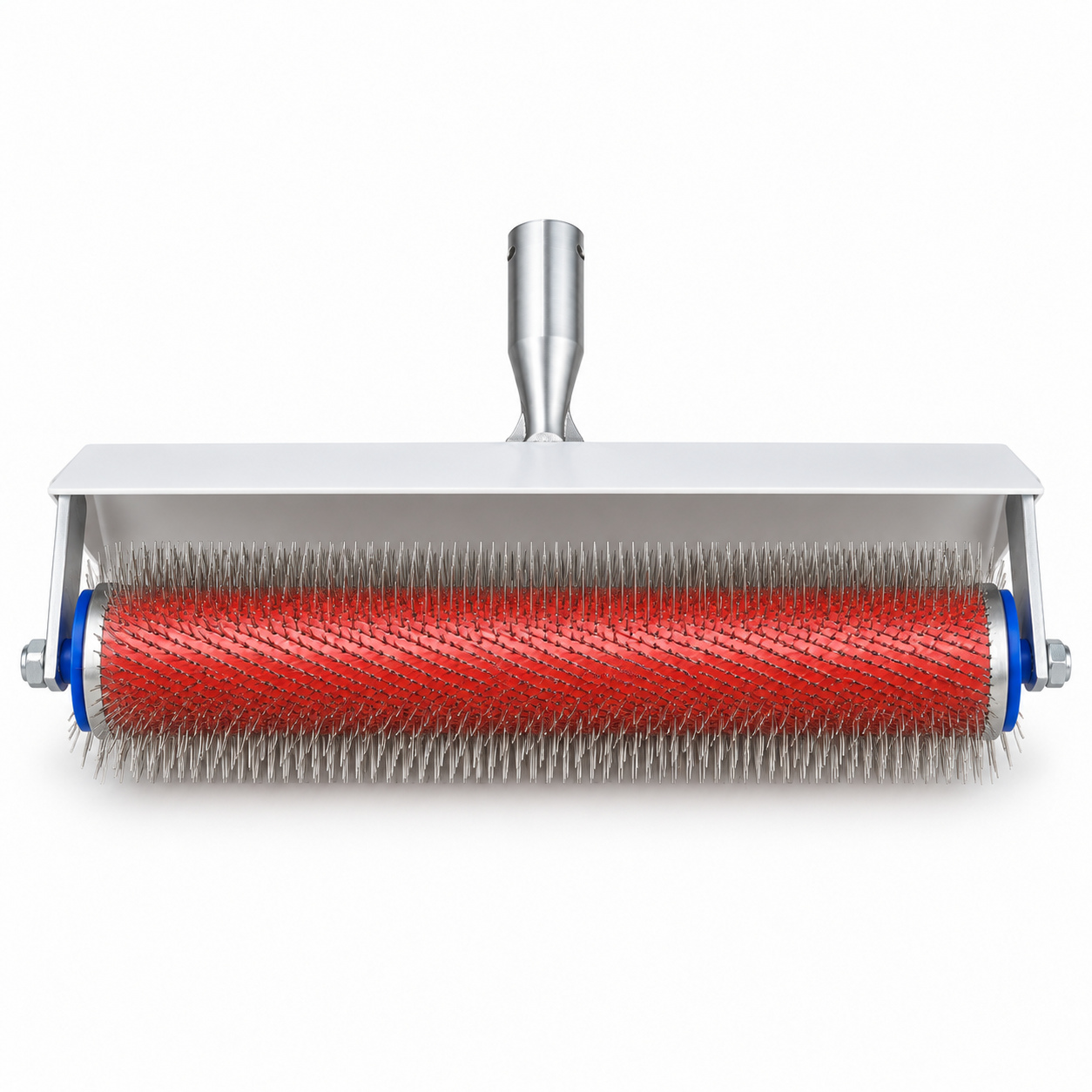 20-inch stainless steel spiked roller, 17 mm model, underside working-face view.