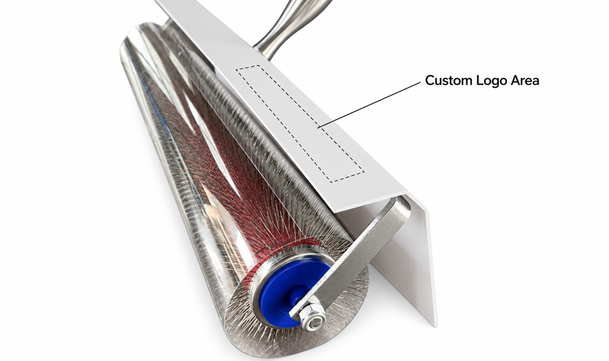 508mm / 17mm Spikes Stainless Steel Spiked Roller — custom logo placement area.