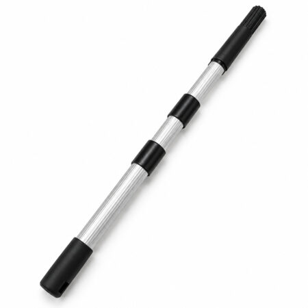 Three-section aluminum telescopic pole with black grips and locking collars.