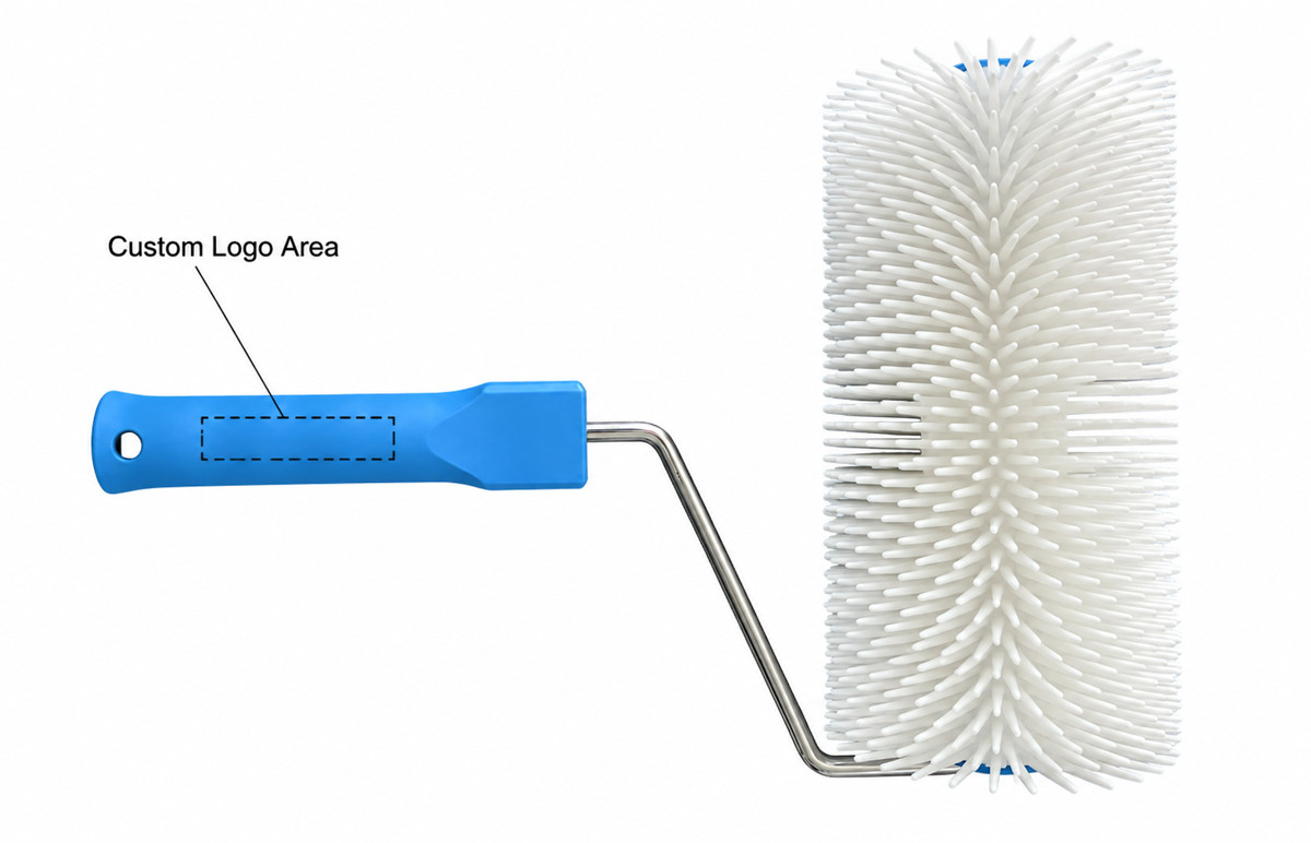 228.6mm / 20mm Spikes Chrome-Plated Professional Spiked Roller — custom logo placement area.