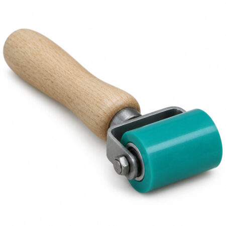 Angled detail view of the R001 40 mm Green Silicone Flooring Pressure Roller.