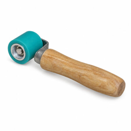 Angled detail view of the R002 28 mm Green Silicone Flooring Pressure Roller.