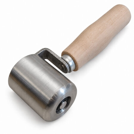 Angled detail view of the R016 65 mm Stainless Steel Flooring Pressure Roller.