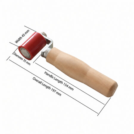 R019 45 mm Red Flooring Pressure Roller, Dust-Cover Version shown in a dimension drawing with English labels.