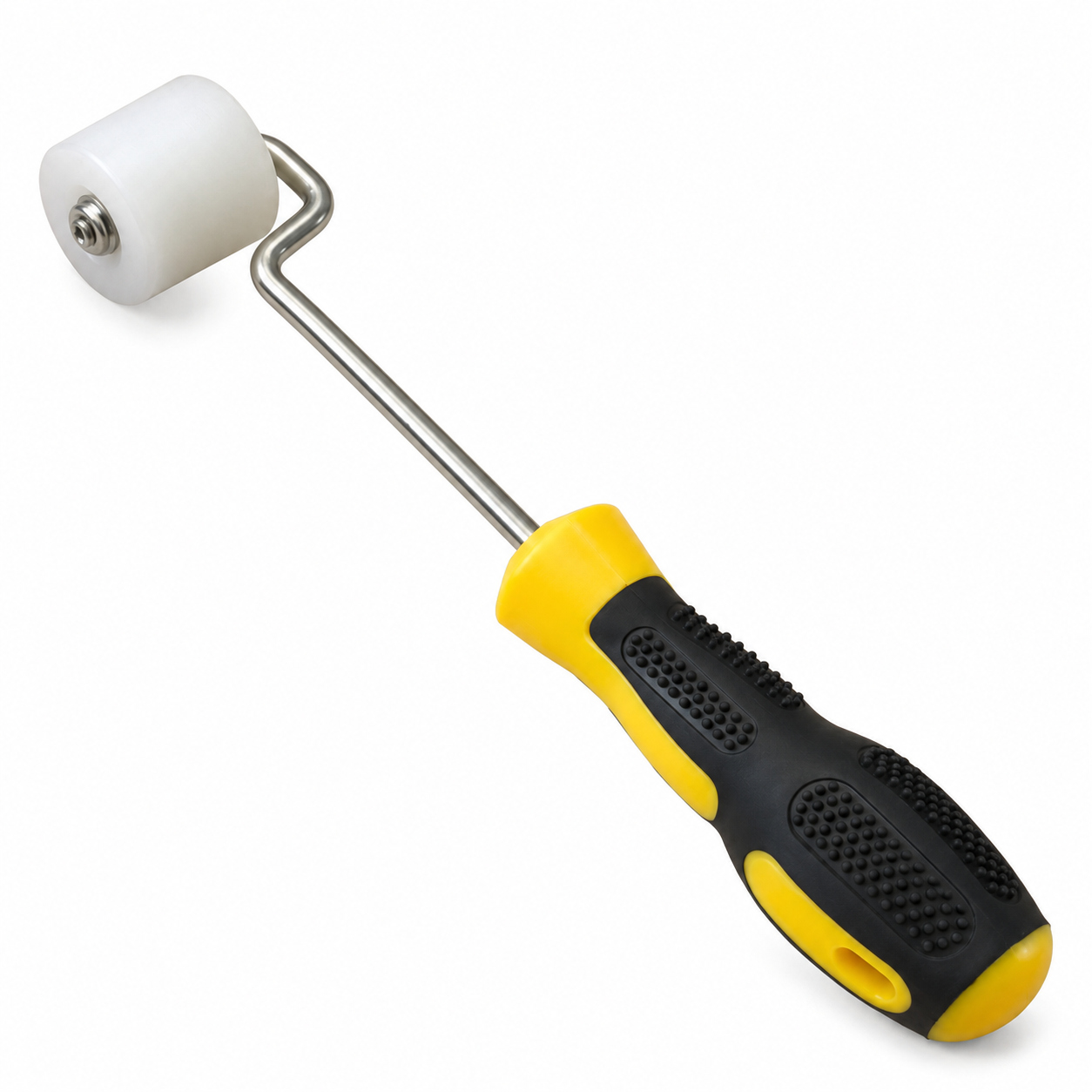 Angled detail view of the R020 30 mm Nylon Flooring Pressure Roller.