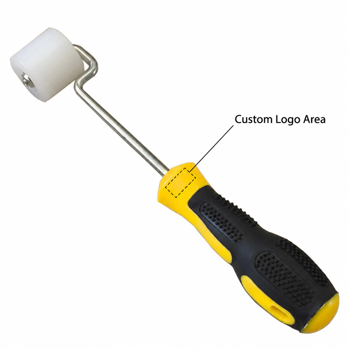 R020 30mm Nylon Flooring Pressure Roller — custom logo placement area on the handle.